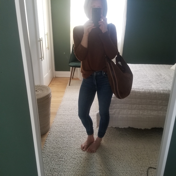 MASSIMO DUTTI Brown Suede Leather Large Shoulder Bag Hobo - Picture 6 of 6